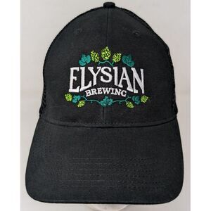 Elysian Brewing Black Seattle Brewery Trucker Hat Beer Snapback Baseball Cap VTG